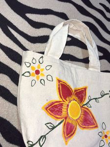 Hand-painted Floral Tote Bag