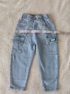 Unisex Light Wash Denim Cargo Pants