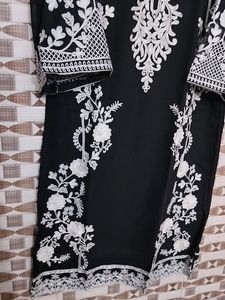 Black &amp; White Embroidered Kurti