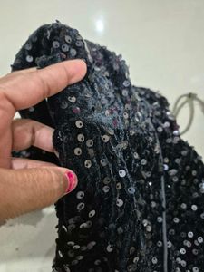 Sparkling Black Sequin Blouse