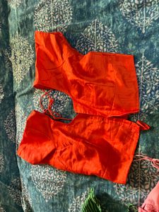 Vibrant Orange Silk Blouse