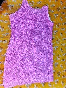 Chic Sleeveless Pink Chevron Kurta