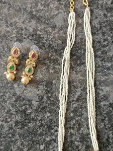 Elegant Pearl Necklace and Earrings Set