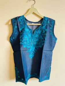 Embroidered Denim Top