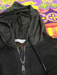 Black Mesh NET Zip-Up Hoodie