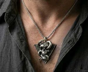 Men's Skull Snake Pendant Necklace