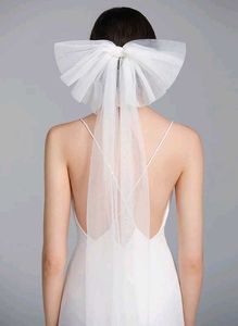 Long Bow Veil Clip For Women White Netted New