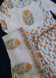 White Kurta with Yellow Floral Print