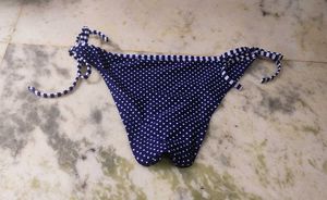 Navy Blue Polka Dot Bikini Bottom