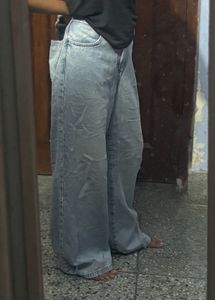 Wide Leg baggy light fade blue  Denim Jeans