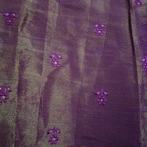 Elegant Purple Embroidered Saree