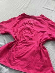 Hot Pink Zip Neck T-Shirt