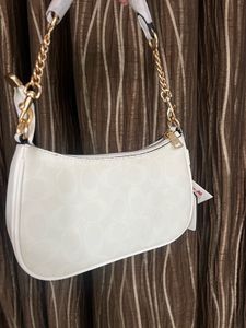 Coach White Embellished Shoulder Bag