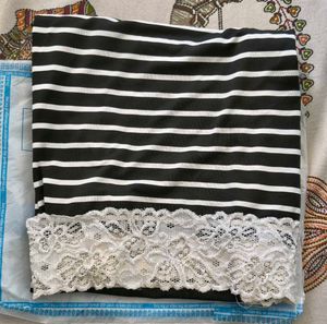 Striped Bodycon Dress with Lace Trim