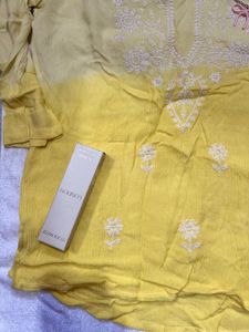 Embroidered Yellow Kurti
