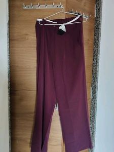 Burgundy Wide Leg Trousers