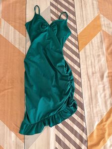 Elegant Teal Ruched Dress