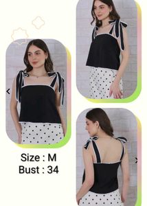 Cute Black Tank Top with Bow Details
