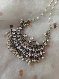 Elegant oxidized Maang Tikka with Pearls