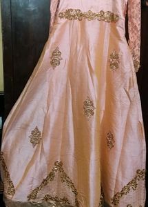 Elegant Peach Embroidered Gown for womern &amp; girls.