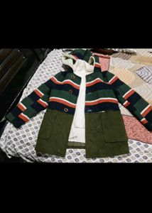 Striped Hooded Jacket &amp; Cream Top
