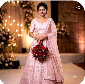 Stunning Pink Embroidered  & mirror Lehenga Choli