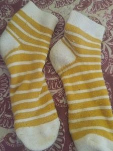 Striped Crew Socks - Yellow & White