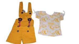Cute Yellow Suspender Shorts Set