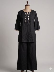 Black Kurta Set with Palazzo Pants