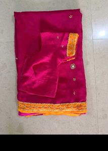 Beautiful Pink &amp; Yellow Embroidered saree