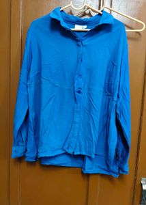 Vibrant Blue Button-Up Shirt