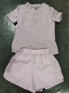 Women's Athletic Zip Neck Top and shorts