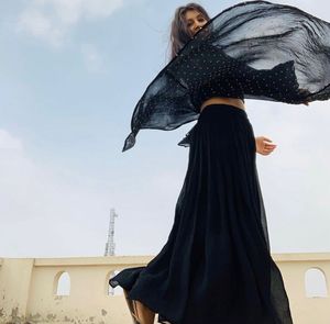 Elegant Black Polka Dot Kurta Set