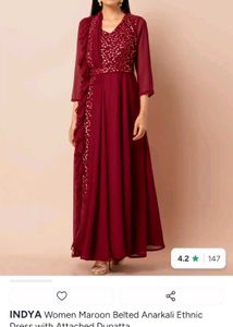 Maroon Ethnic Gown with Embellishments