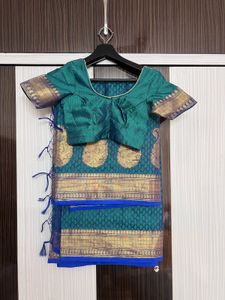 Elegant Teal Saree with Blue Border
