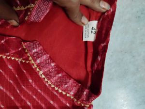 Vibrant Red Striped Kurta