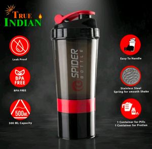 SpiderPro 500ml Gym Shaker Bottle Red