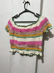 Striped Off-Shoulder Cropped Top