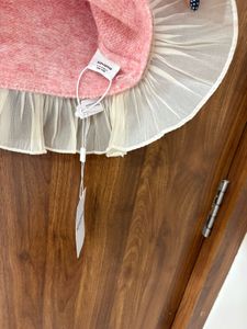 savana Pink Knit Vest with Ruffle Trim