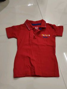 Boys Red "Skates Roller" Polo Shirt