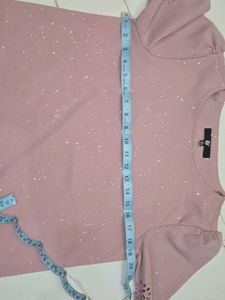 Mauve Shimmer Top with Laser-Cut Floral Slee
