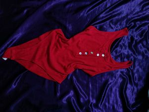 Red Ribbed One-Piece Swimsuit