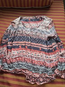 Boho Print Long Sleeve Tunic Top