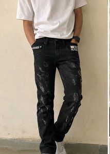 Men's Distressed Black Jeans