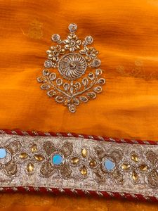 Exquisite Orange Saree with Embellishments