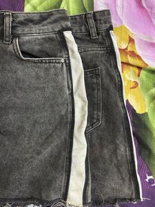 Distressed Denim Skirt