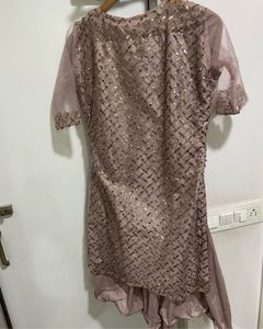 Beautiful Short Kurta With Fish Cut Plazo Nd Preety Net Dhuppta