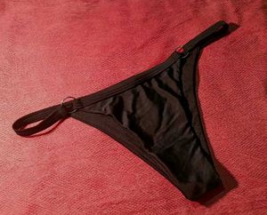 Black Thong with Ring Detail