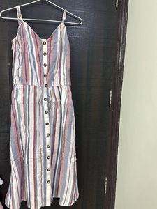 Striped Button-Down Midi Dress
