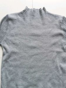 Gray Mock Neck Knit Sweater
